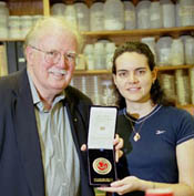 Dr. Dick Bradt with Flavia Cunha, a graduate student in metallurgical and materials engineeering. 