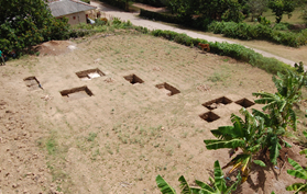 An overhead view of the archaeological site once inhabited by Arawakan Indians. Arawakans were among the first groups Christopher Columbus encountered on his first voyage to the "New World." 