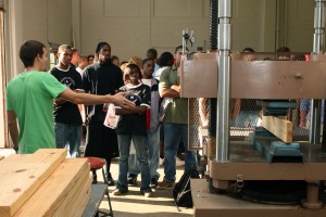 Students tour the structures lab during E-Day.