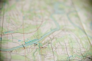 The Alabama River, as depicted on this map, is a key clue in narrowing the search for Mabila. (Laura Shill) 
