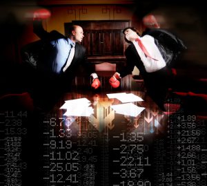 Internal fighting among board of directors can influence stock prices, as depicted in this photo illustration. (Zach Riggins, Tori Nelko) 