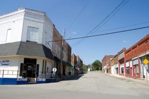 A quiet moment on this Cordova, Ala. street. In many small towns residents must travel to neighboring towns to access health care. 