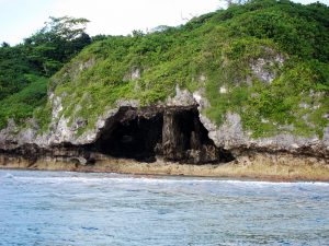 Palaha Cave is an example of a flank-margin cave on the west coast of Niue. (Photo by Joe Lambert) 