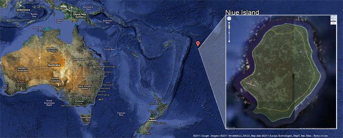Niue Island as shown by Google Earth 