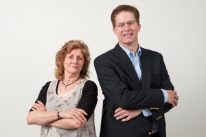 Beatty, left, and Mothersbaugh are among co-authors of a recent journal article about online privacy. 