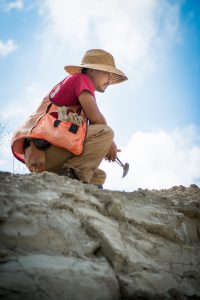 Dr. Takehito “Ike” Ikejiri continues to search for pieces of the elasmosaur Monday, July 15, in rural Greene County. 