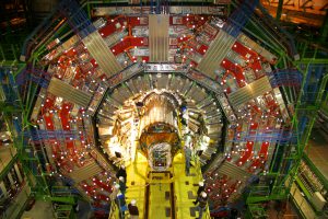 Workers Install the world's largest silicon tracking detector in the CMS experiment. This is the detector with which the two UA physicists work (Image courtesy of CERN). 