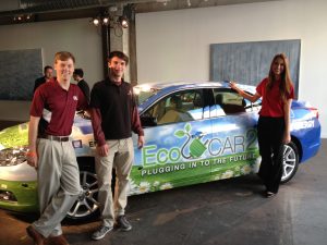 UA students Jim Krafcik, center, and Kaylie Crosby, right, attended the EcoCAR 3 announcement in Washington D.C. 