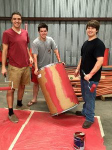 Students prepare food collection barrels at the West Alabama Food Bank. 