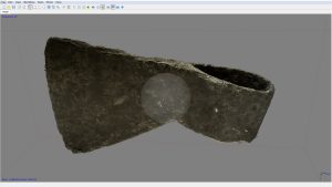 A 3-dimensional rendering of a British trade axe helps analysts to see details in the piece. 
