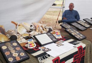 Dan Townsend discusses shell carvings and their meanings at Moundville Archaeological Park. 