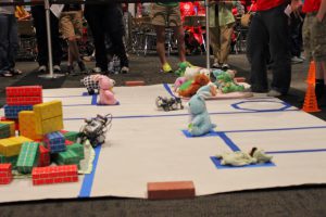 Robots navigate an obstacle course at the 2015 Alabama Robotics Competition. 