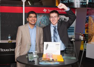 UA engineering students Nagaraj Hegde, left, and Matthew Bries were recognized for their design of an activity tracker at the TI Innovation Challenge Design Contest in North America. Photo courtesy of Texas Instruments. 