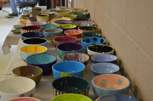 Bowls created by ceramics students in The University of Alabama's art and art history department for "Empty Bowls" 2015.