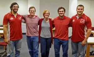 UA students participating in the SpaceX HyperLoop Pod Competition Design Weekend include, from left, Matt Schick, Nash Woodlief, Grace Silverstein, Zach Carmello and Ross Depperschmidt.