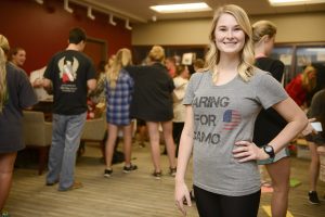 Miranda Cobb, a military dependent and senior at UA, helped start a UA chapter of "Caring for Camo," a student-driven project that involves raising money for, creating and sending military care-packages to active duty personnel and veterans stationed abroad.