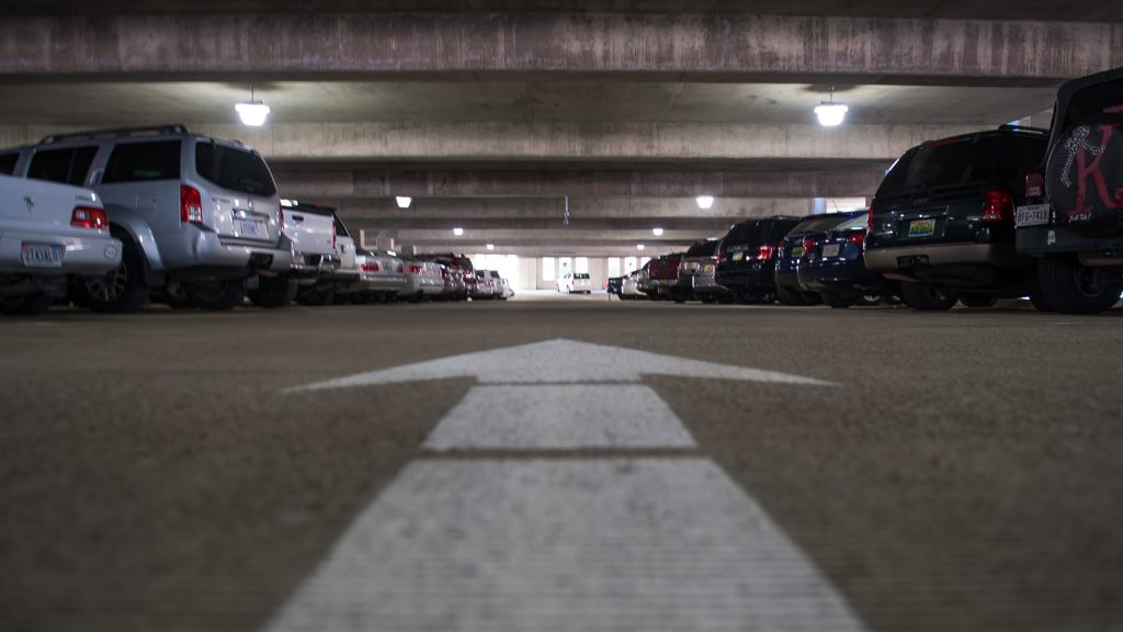 Photo of vehicles inside a parking deck