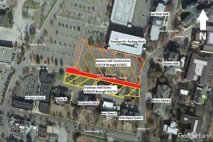map of Friedman Hall demolition closings. 