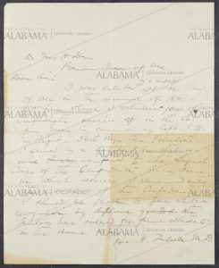 An original letter from Henry Tutwiler