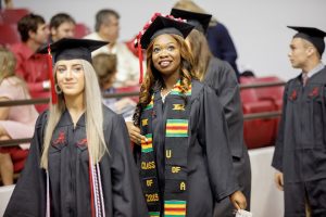 UA students in line at commencement
