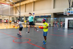 Students play sports at the rec center.