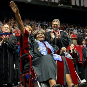 Autherine Lucy Foster receiving her honorary doctor of humane letters