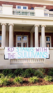 Kappy Delta Sorority displays banner in support of Saville Sullivan